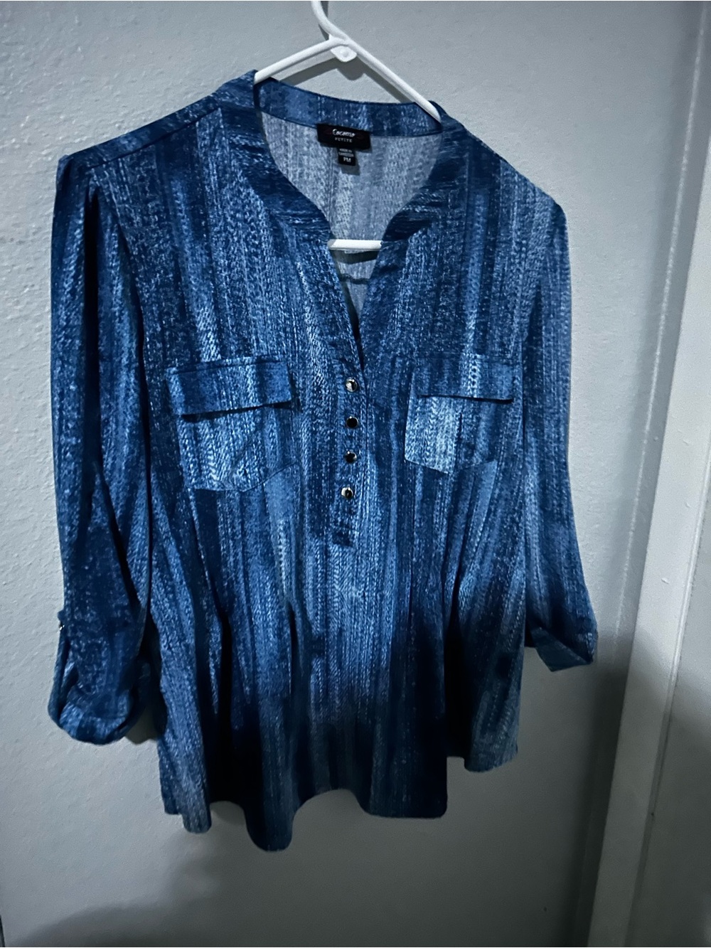Cocomo Navy Blue Button-Front Tunic Blouse